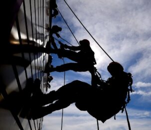 Facade repair after war damage in Rishon LeZion.